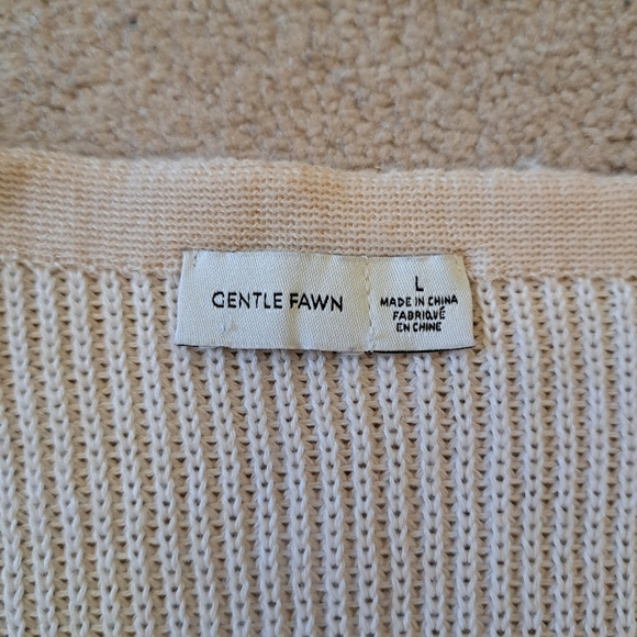 Gentle Fawn V-neck Sweater Size Large Cream Neutral Cozy Knit Ribbed - Picture 6 of 11